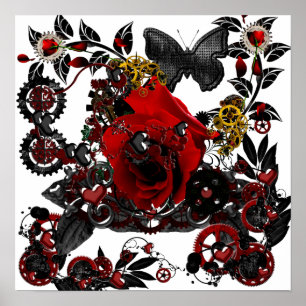 Poster gothique amour steampunk design funky