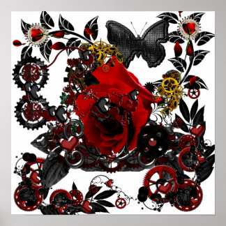 Poster gothique amour steampunk design funky