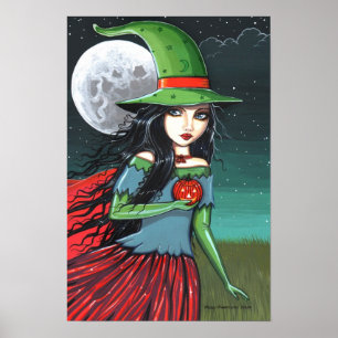 Poster gothique de sorcière Halloween par Molly Ha