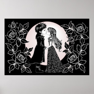 Poster Gothique Emo Enfants Kiss Valentine's Day