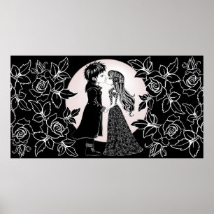 Poster Gothique Emo Enfants Kiss Valentine's Day