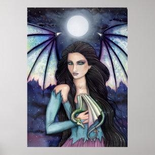 Poster Gothique Fairy and Dragon Molly Harrison