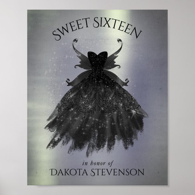 Poster Gothique Fairy Black Gown | Vampy Goth Glam Sheen (Devant)