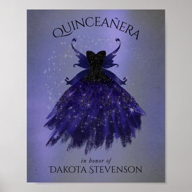 Poster Gothique Fairy Indigo Gown | Foncé Royal Purple Sh (Devant)