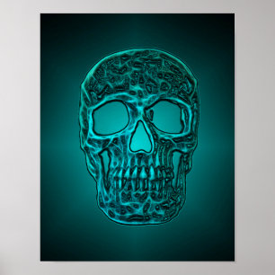 Poster Gothique Gothique Turquoise Vert Cool d'un crâne b