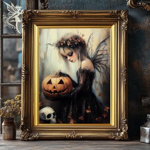Poster Gothique Halloween Fée et Citrouille sombre Imagi