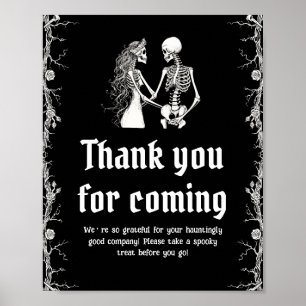 Poster Gothique Halloween Squelette Merci pour venir