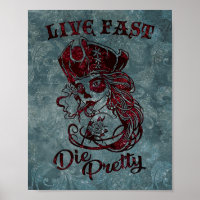 Gothique Pirate Skull Femme Vivre Fast Die Jolie