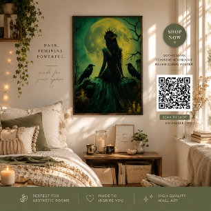 Poster Gothique Reine Corbeau Féminine Clair de Lune