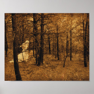 Poster Gothique Vintage Angel Forêt Brown Arbres