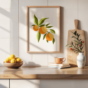 Poster Gouache Orange Peint À La Main Moderne