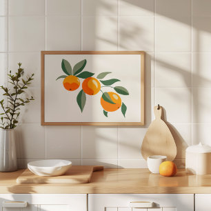 Poster Gouache Orange Peint À La Main Moderne