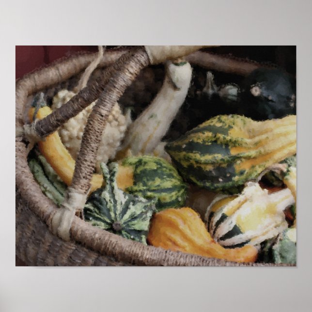 Poster Gourdes Fantastiques En Panier D'Osier Peinture Ph (Devant)