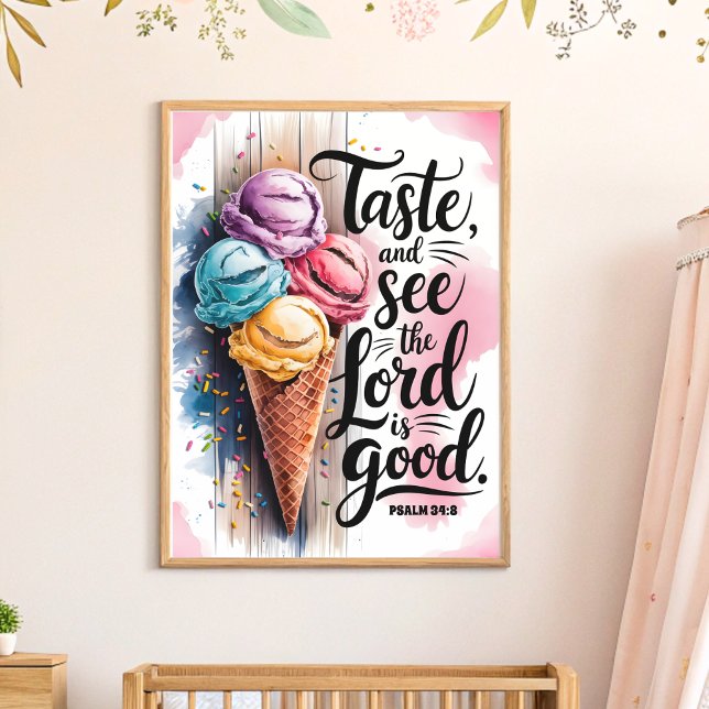 Poster Goûtez et voyez que le Seigneur Christian Nursery  (Créateur téléchargé)