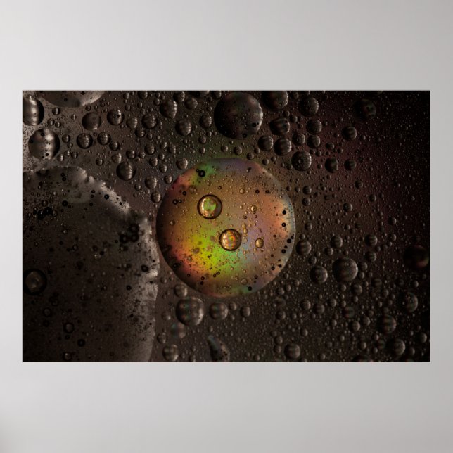 Poster gouttelettes d'eau sur panneau de verre (Devant)