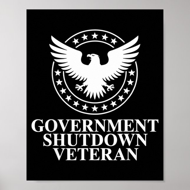 Poster Government Shutdown Veteran Eagle Patriotic Litica (Devant)