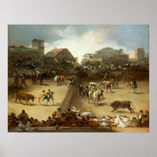 Poster Goya - Korrida dans des anneaux divisés (Devant)