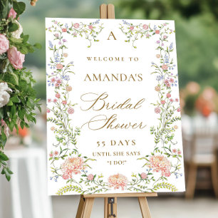 Poster Grâce Ornée Pastel Fête de Mariage Florale Rose