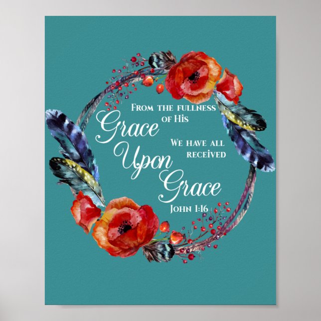 Poster Grace Sur Grace Jean 1:16 Écriture (Devant)