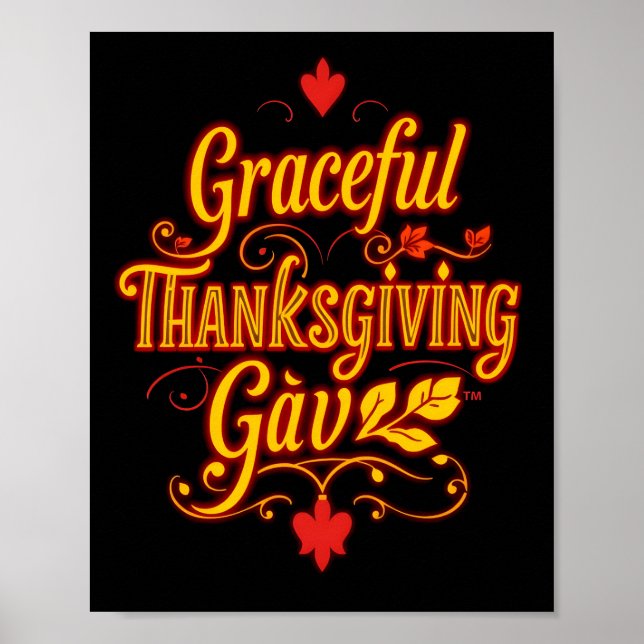 Poster Graceful Thanksgiving Gav – Warm Autumn Typography (Devant)