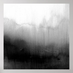 Poster Gradient noir et blanc moderne d'aquarelle