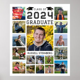 Poster Graduate 17 Photo Collage Classe Année Couleur per