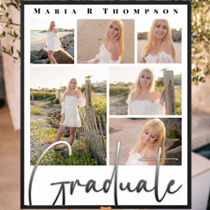 Poster Graduate Multi Photo Collage Script moderne