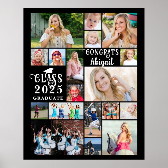 Poster Graduation 18 Photo Collage Fancy Class Year (Devant)