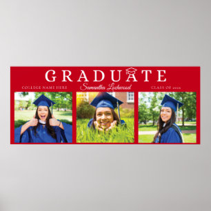 Poster Graduation 2024 3e année Photos Red Script