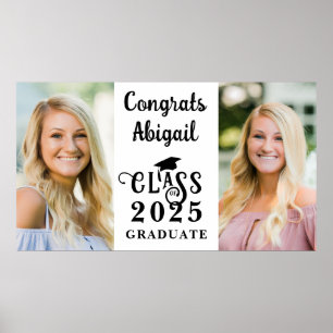 Poster Graduation 2 Photos Fancy Classe Année Typographie
