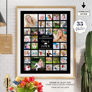 Poster Graduation 35 Photo Collage CLASSE ANNÉE Noire