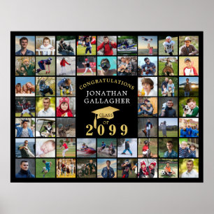 Poster Graduation 54 Photo Collage Black Gold Casquette
