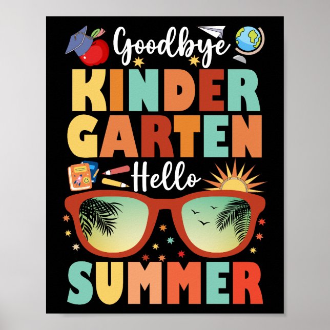 Poster Graduation au revoir maternelle Bonjour été (Devant)