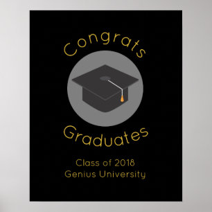 Poster Graduation Cap on Black Class of 20xx