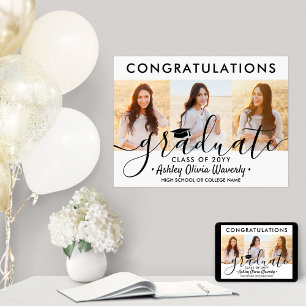 Poster Graduation Congrats 3 Photo Collage Script moderne