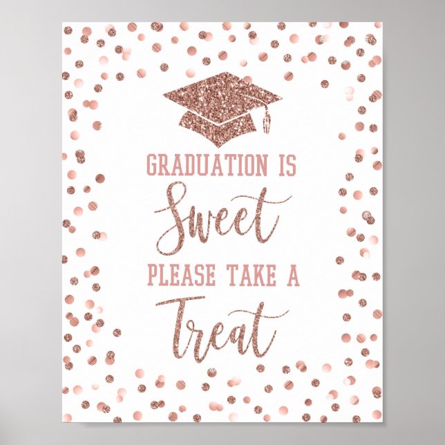 Poster Graduation is Sweet Please Take a Treat Sign Rose (Devant)