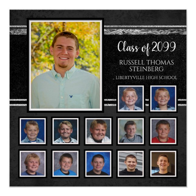 Poster Graduation K-12 Photos Black & Silver Keepsaké (Devant)