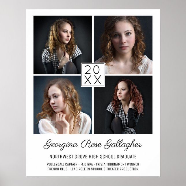 Poster Graduation Keepsaké photo moderne Collage classiqu (Devant)