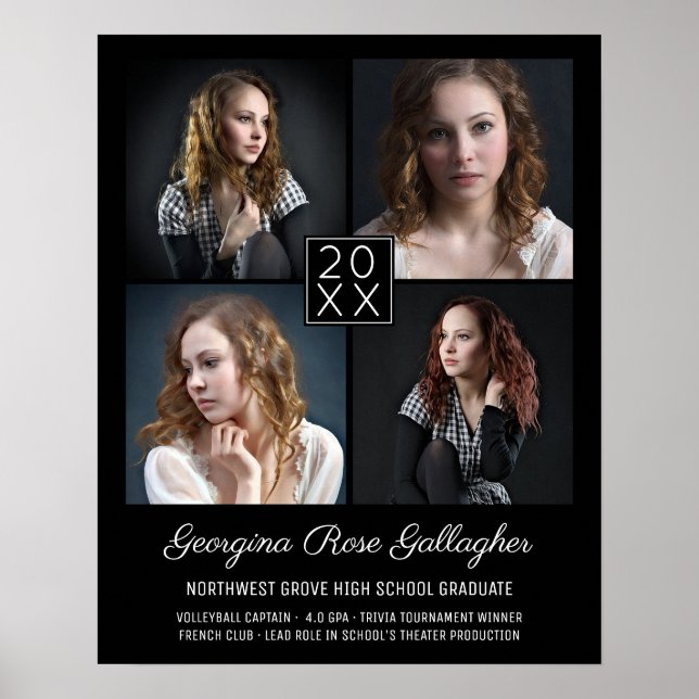 Poster Graduation Keepsaké Photo moderne Collage Classy B (Devant)