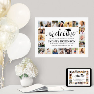 Poster Graduation Party Script Bienvenue & 20 Photo Colla