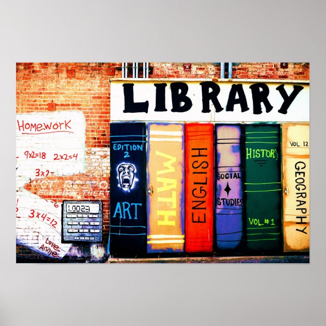 Poster Graffiti Bibliothèque murale (Devant)