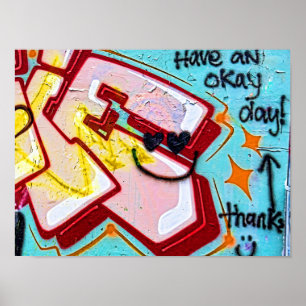 Poster Graffiti Blue Pink Urban Street Wall Art