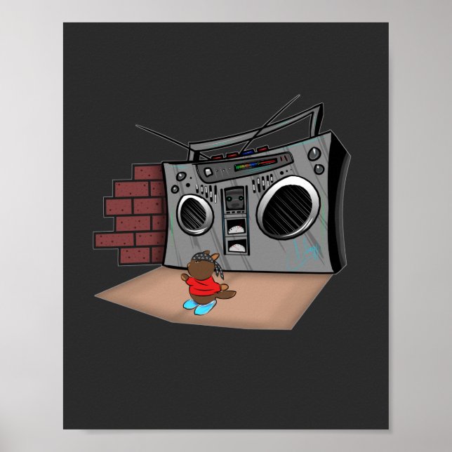 Poster Graffiti Boom Box Break Dance Cartoon (Devant)