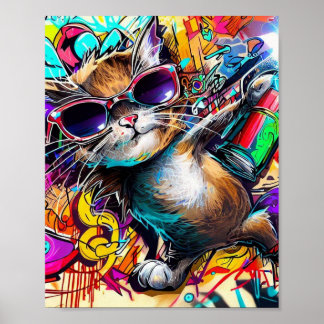Poster Graffiti Cat : Spray peint chat : art de rue taby