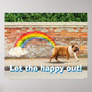 Poster Graffiti Chien et Arc-en-ciel