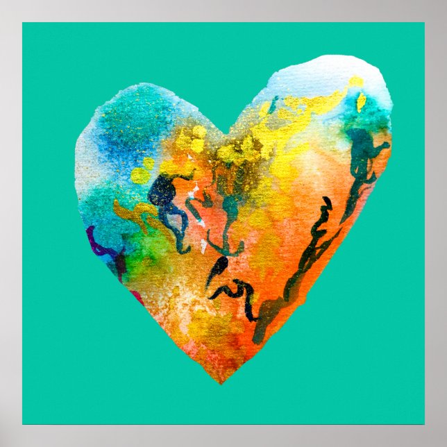 Poster Graffiti coeur aquarelle art (Devant)