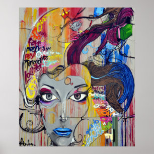 Poster Graffiti d'art psychédélique pour femme créatrice