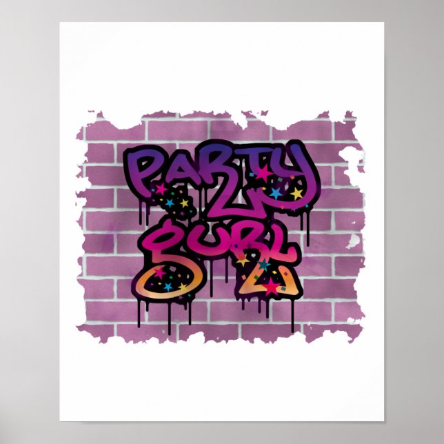 Poster graffiti de fête (fille) (Devant)