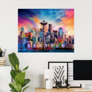 Poster Graffiti de Seattle Skyline