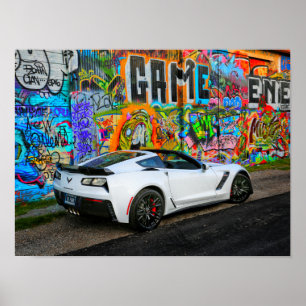 Poster graffiti et la Corvette Z06